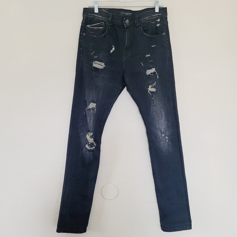 Cult of Individuality Mens Stilt Skinny Black Distressed Rip Denim Jeans 29x33